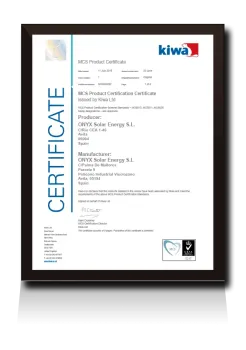 MCS Service Company SGCC Certificate Onyx Solar