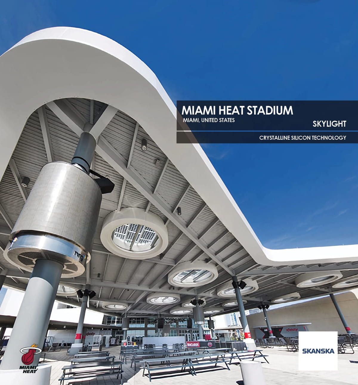 Miami Heat Stadium Skylight incorporating Crystalline Silicon Photovoltaic Technology Glass by Onyx Solar