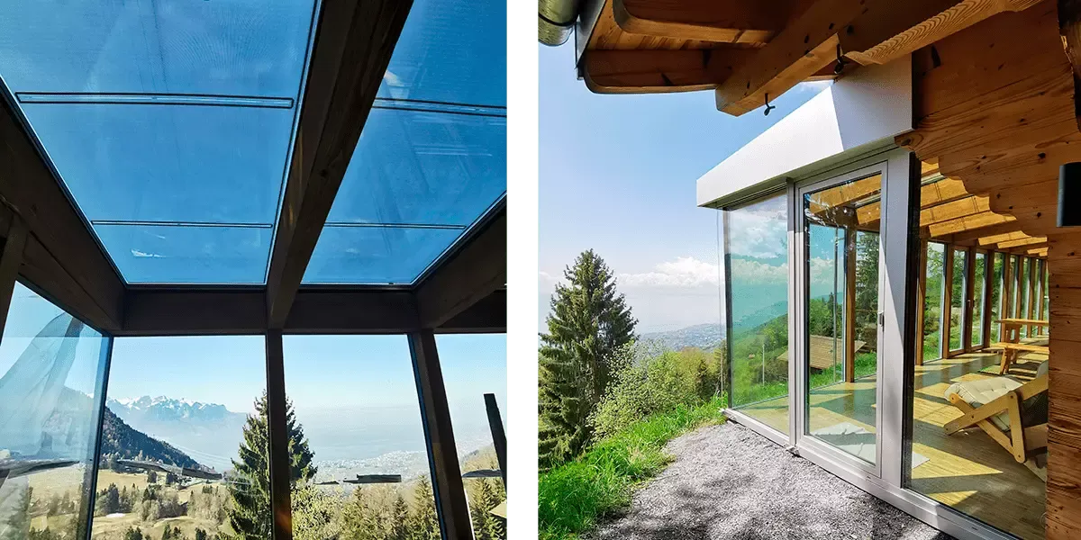 Details of Private Residence canopy incorporating Amorphous Silicon Photovoltaic Technology Glass by Onyx Solar