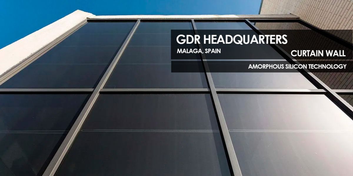 GDR Headquarters curtain wall incorporating Amorphous Silicon Photovoltaic Technology Glass by Onyx Solar