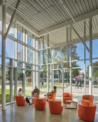 Inside View of Millersville University Amorphous Curtain Wall by Onyx Solar