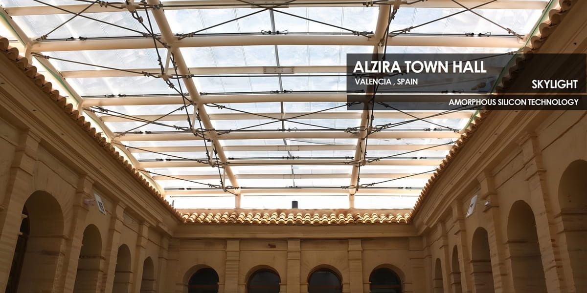 Alzira Town Hall Skylight incorporating Amorphous Silicon Photovoltaic Technology Glass by Onyx Solar