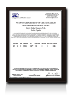 SGCC Certificate Onyx Solar