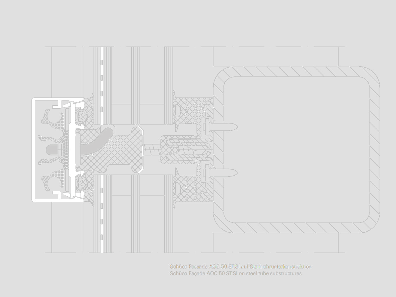 Technical constructive details of Schucco fassade AOC 50/60 ST Onyx Solar