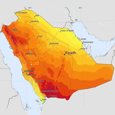 Arabia Saudita solar radiation map