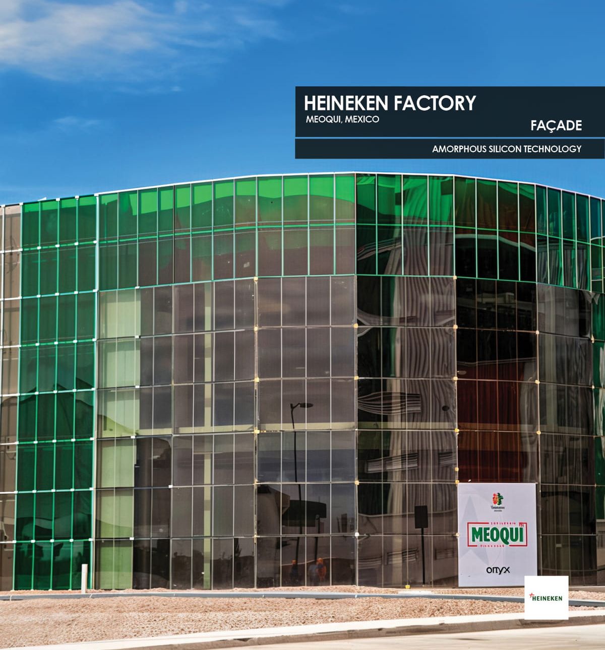 Heineken Factory Façade incorporating Amorphous Silicon Photovoltaic Technology Glass by Onyx Solar