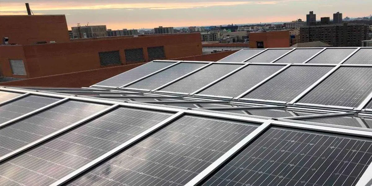 Outside view of Saint Barnabas Wellness Center skylight incorporating Crystalline Silicon Photovoltaic Technology Glass by Onyx Solar