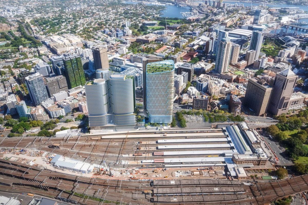 Overview of Atlassian Tower building with Brise Soleils featuring Crystalline Silicon Photovoltaic Technology glass by Onyx Solar