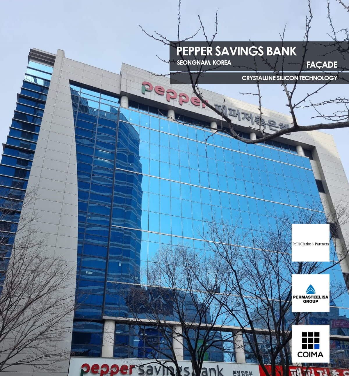 Pepper Saving Bank Façade incorporating Crystalline Silicon Photovoltaic Technology Glass by Onyx Solar 