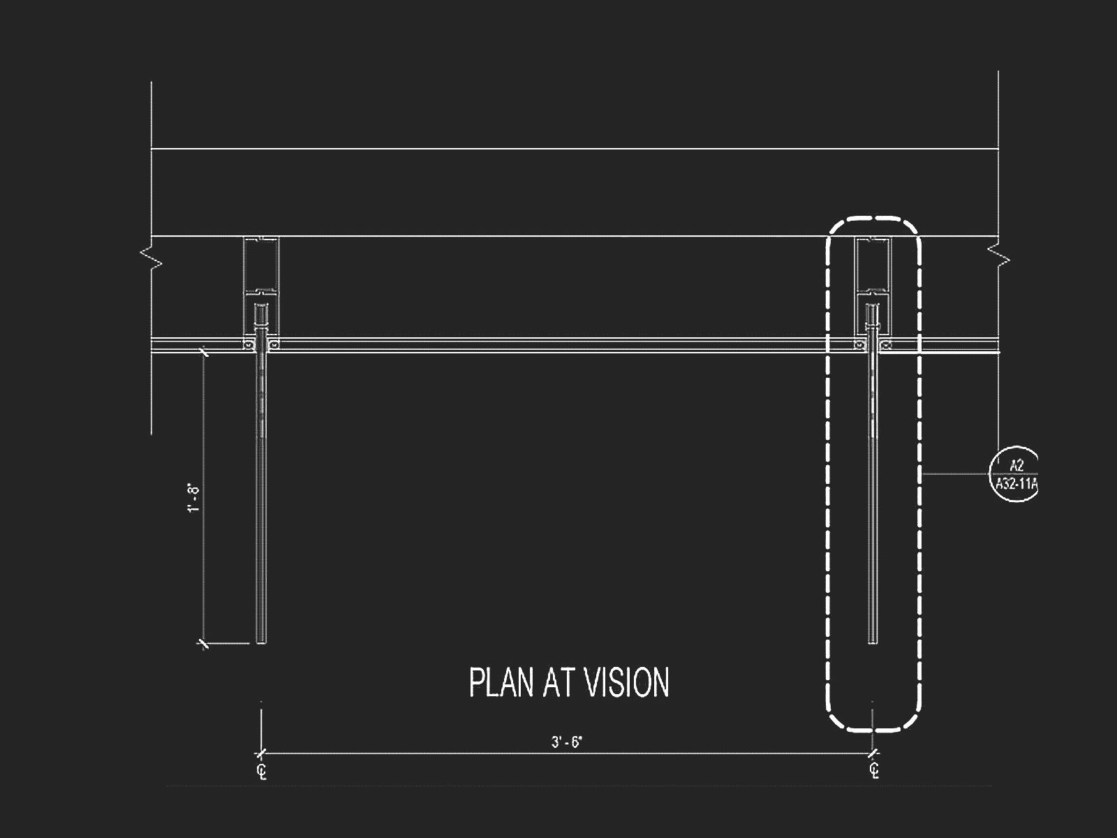 Technical constructive details of vertical mullion and fin at vision Onyx Solar