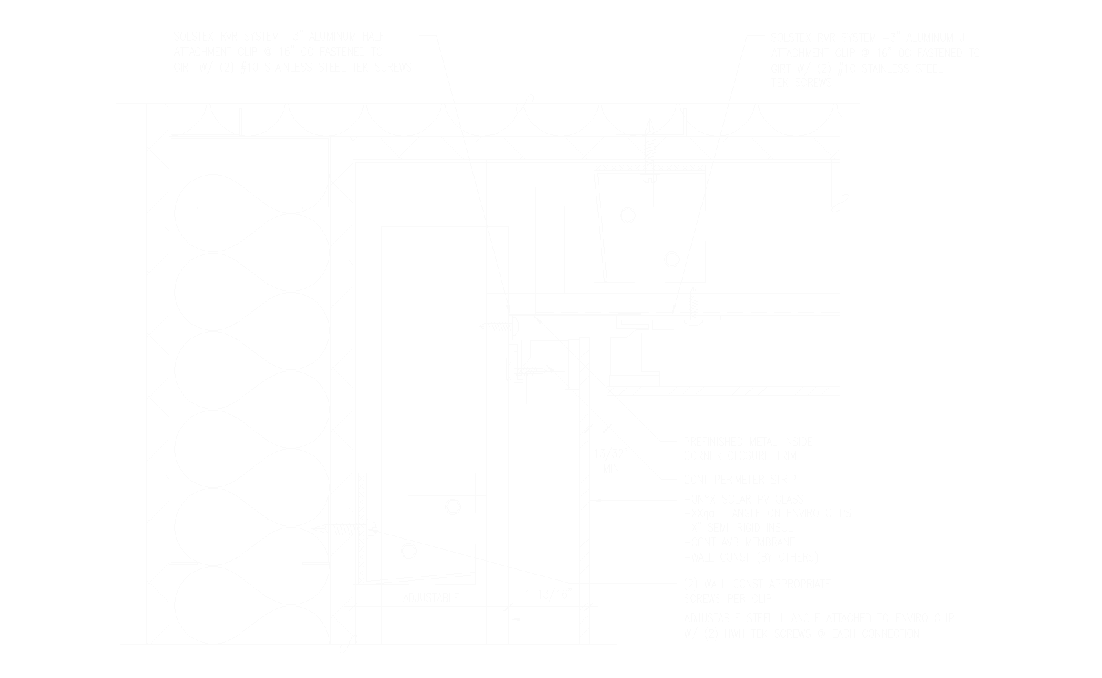 Technical constructive details of typical inside corner Onyx Solar