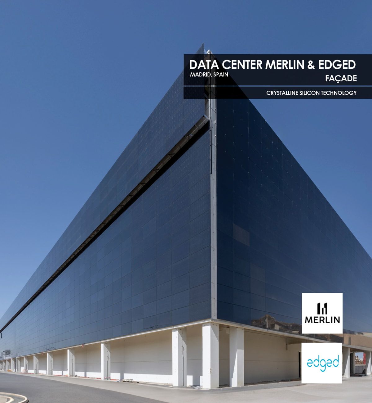 Data Center Façade incorporating Crystalline Silicon Photovoltaic Technology Glass by Onyx Solar 