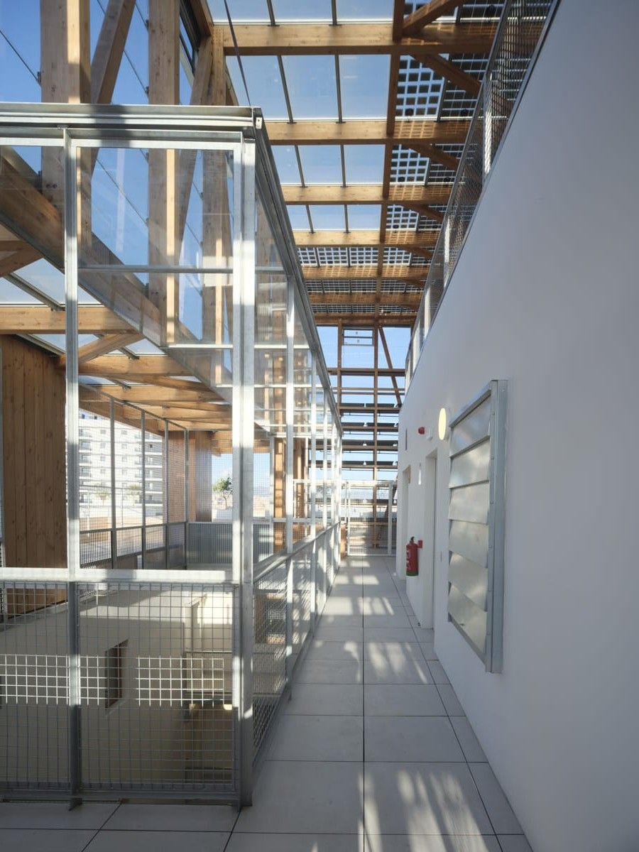 Skylight of the sustainable housing project "Terrazas para la Vida", made with Crystalline Silicon Photovoltaic Glass by Onyx Solar