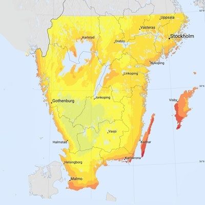 Sweden solar radiation map