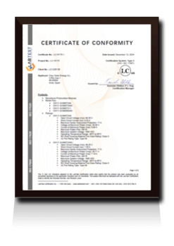 COC document of Onyx Solar UL61215:2021 & UL61730:2022