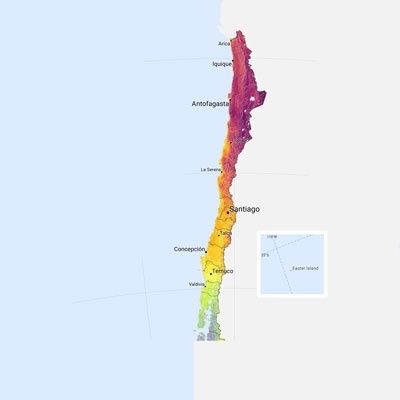 Chile solar radiation map