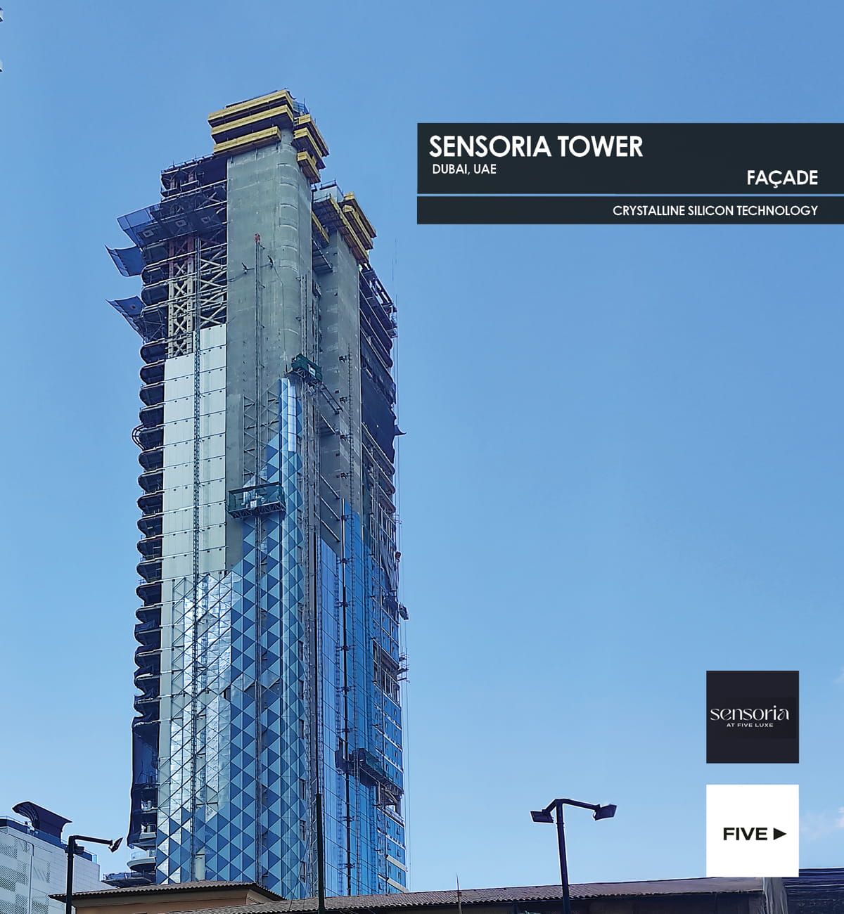 Sensoria Tower façade incorporating Crystalline Silicon Photovoltaic Technology Glass by Onyx Solar