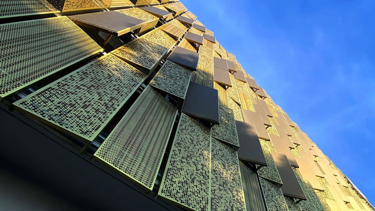 Detail of Westmead Car Park featuring Crystalline Silicon Photovoltaic Technology Glass by Onyx Solar