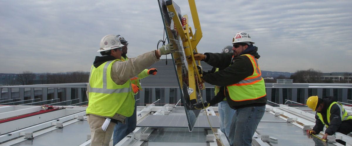 Crystalline Silicon Photovoltaic Technology Glass by Onyx Solar under construction 