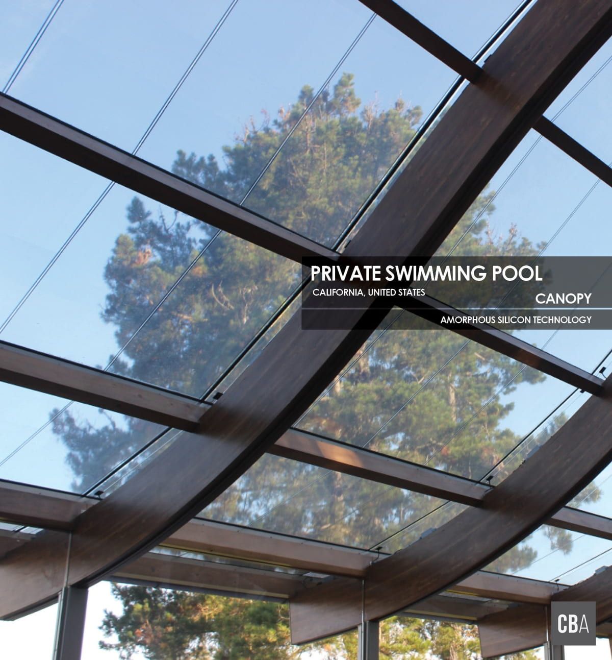 Private Swimming Pool canopy incorporating Amorphous Silicon Photovoltaic Technology Glass by Onyx Solar