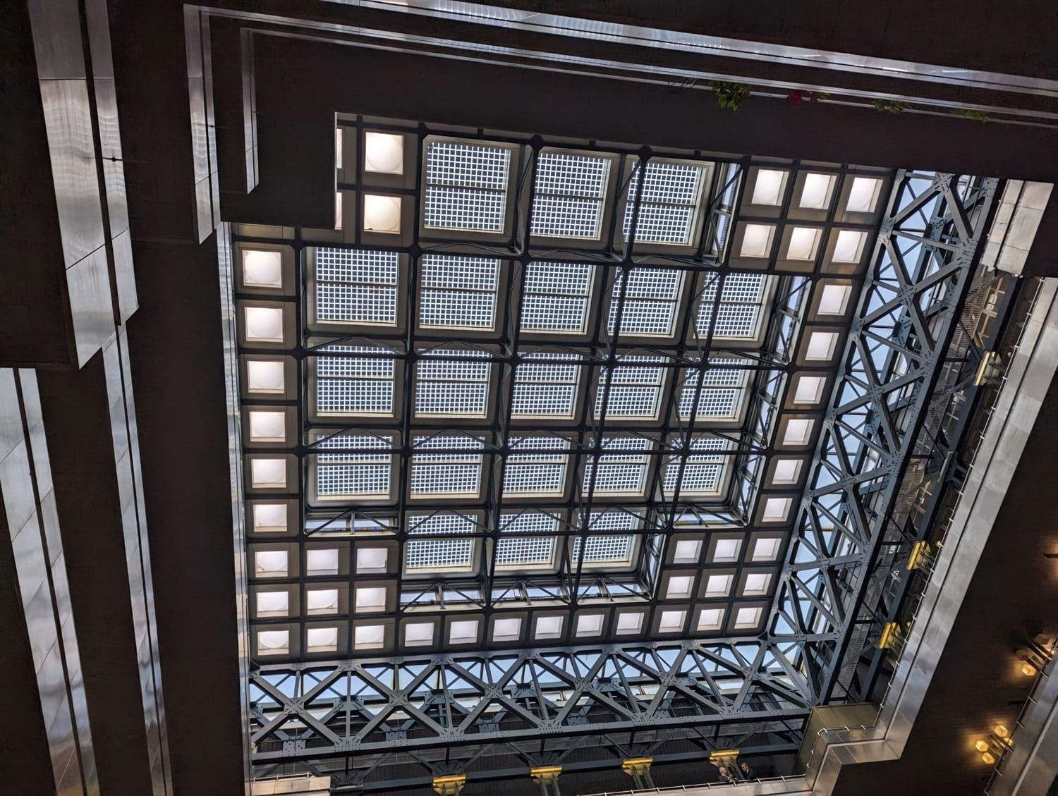 Interior view of Ancona Court skylight incorporating Crystalline Silicon Photovoltaic Technology Glass by Onyx Solar