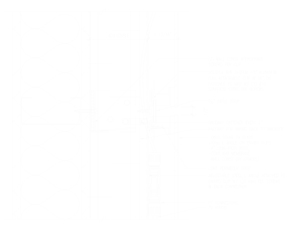 Technical constructive details of typical vertical joint Onyx Solar