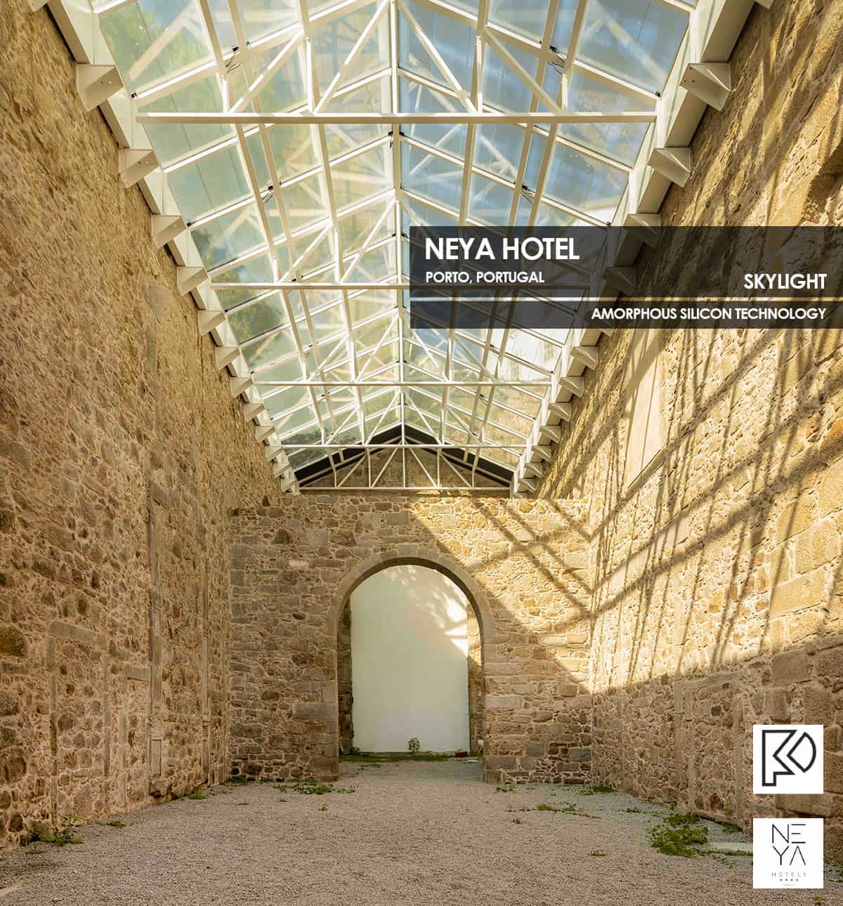 Neya Hotel Skylight incorporating Amorphous Silicon Photovoltaic Technology Glass by Onyx Solar