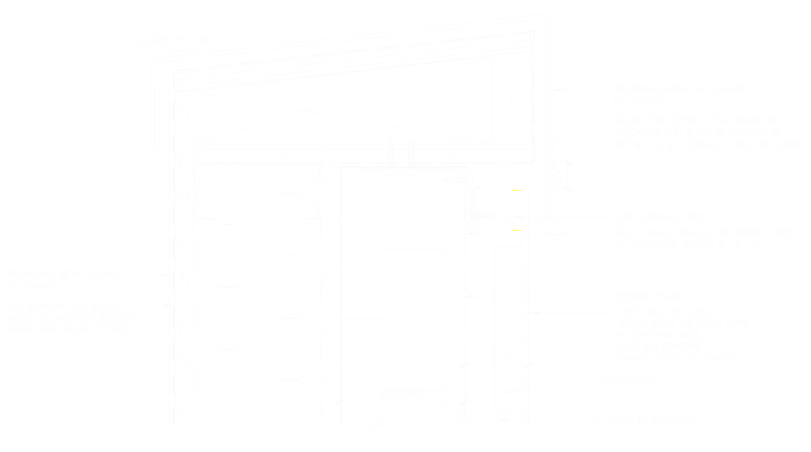 Technical constructive details of typical parapet cap Onyx Solar