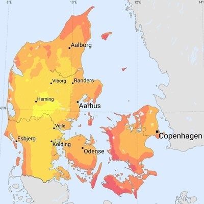 Denmark solar radiation map