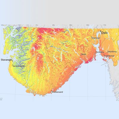 Norway solar radiation map