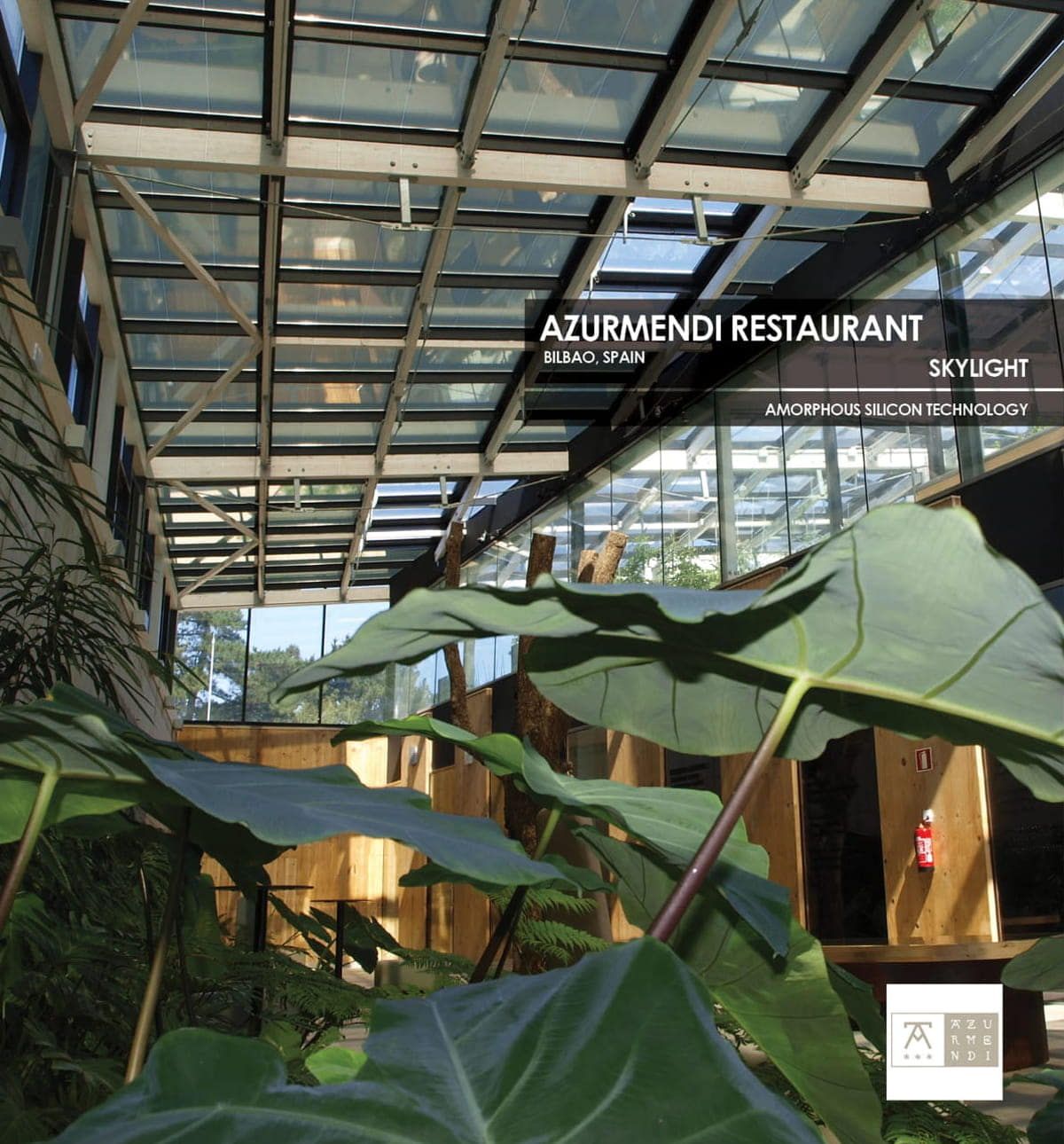 Azurmendi Restaurant Skylight incorporating Amorphous Silicon Photovoltaic Technology Glass by Onyx Solar