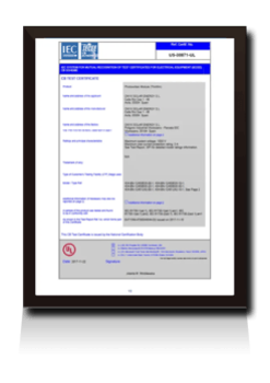 Amorphous IEC 61730 certificate