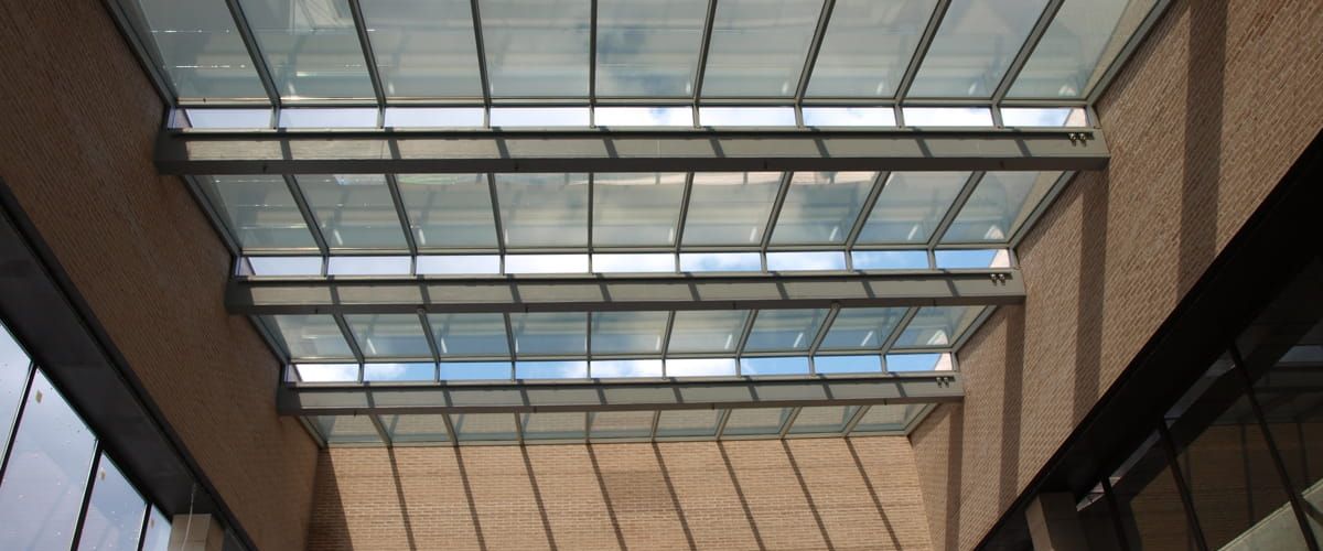 Interior view of San Anton Market skylight incorporating Amorphous Silicon Photovoltaic Technology Glass by Onyx Solar