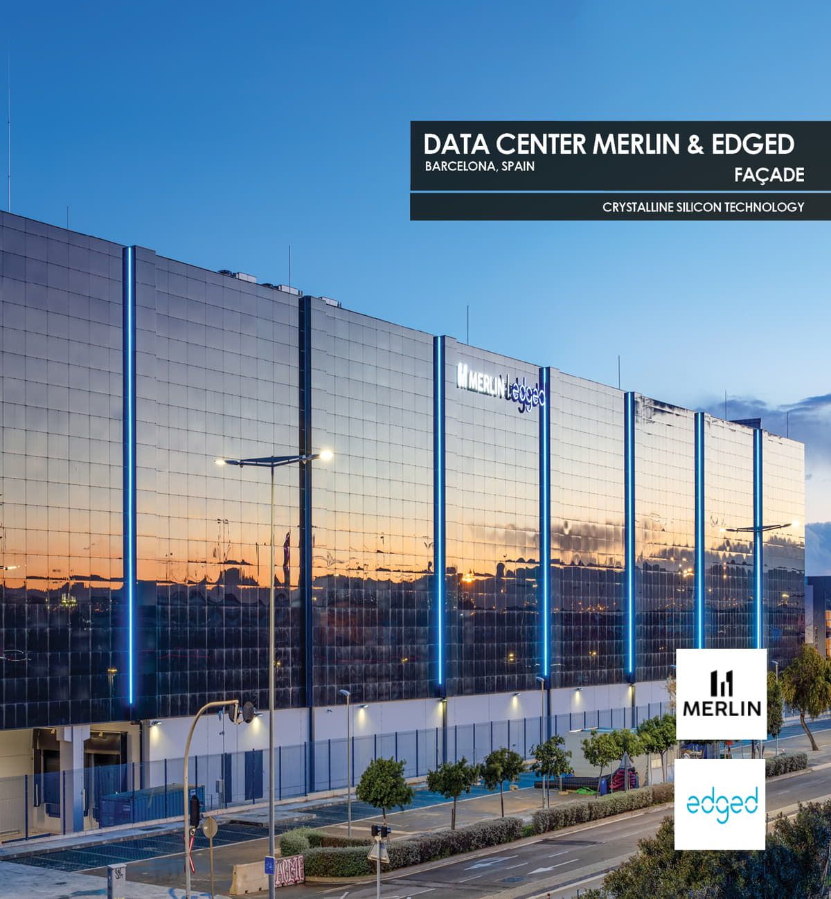 Data Center B Façade incorporating Crystalline Silicon Photovoltaic Technology Glass by Onyx Solar