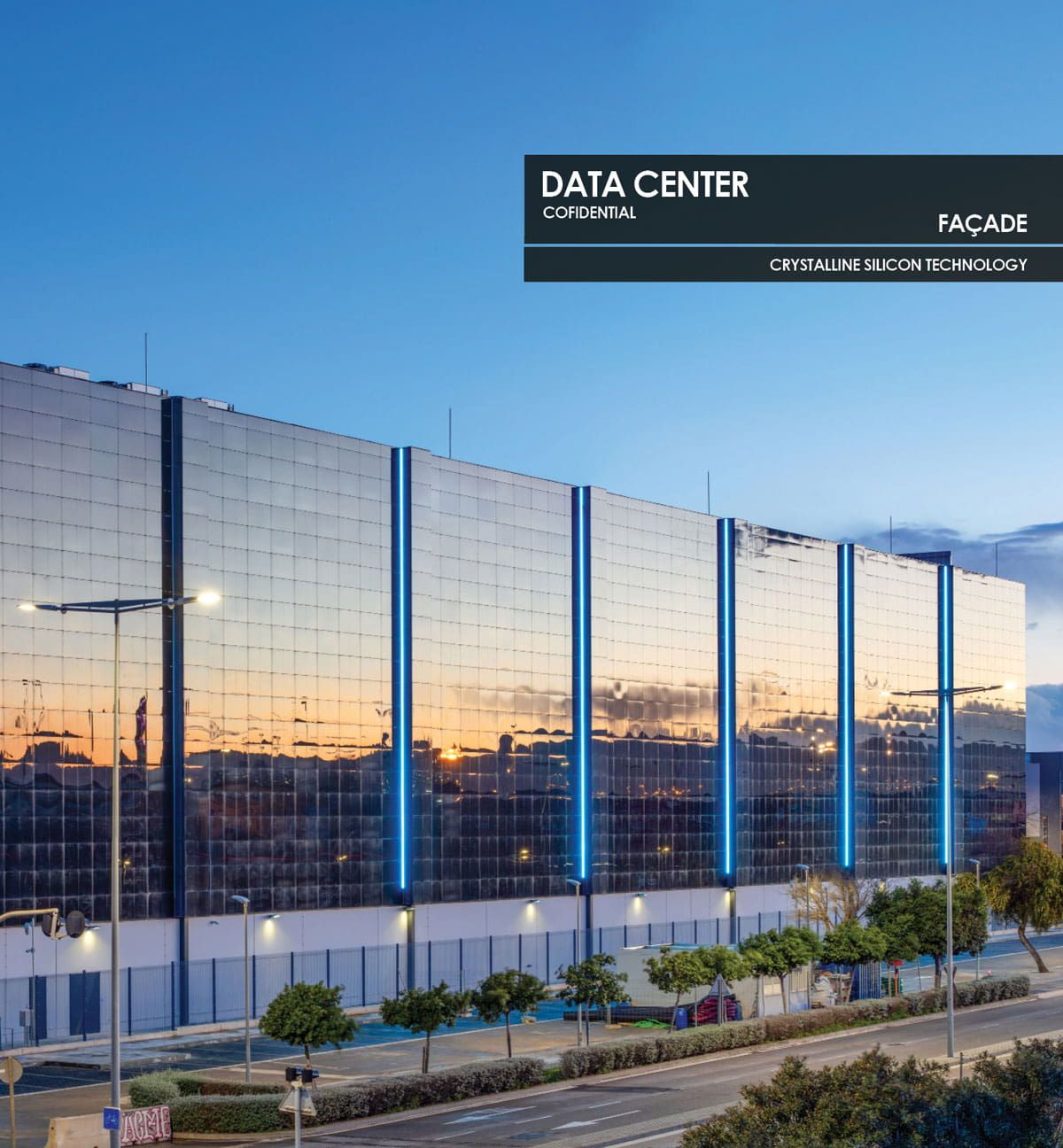 Data Center B Façade incorporating Crystalline Silicon Photovoltaic Technology Glass by Onyx Solar