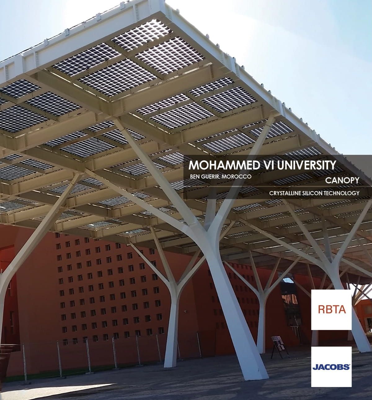 Mohammed VI University Canopy incorporating Crystalline Silicon Photovoltaic Technology Glass by Onyx Solar