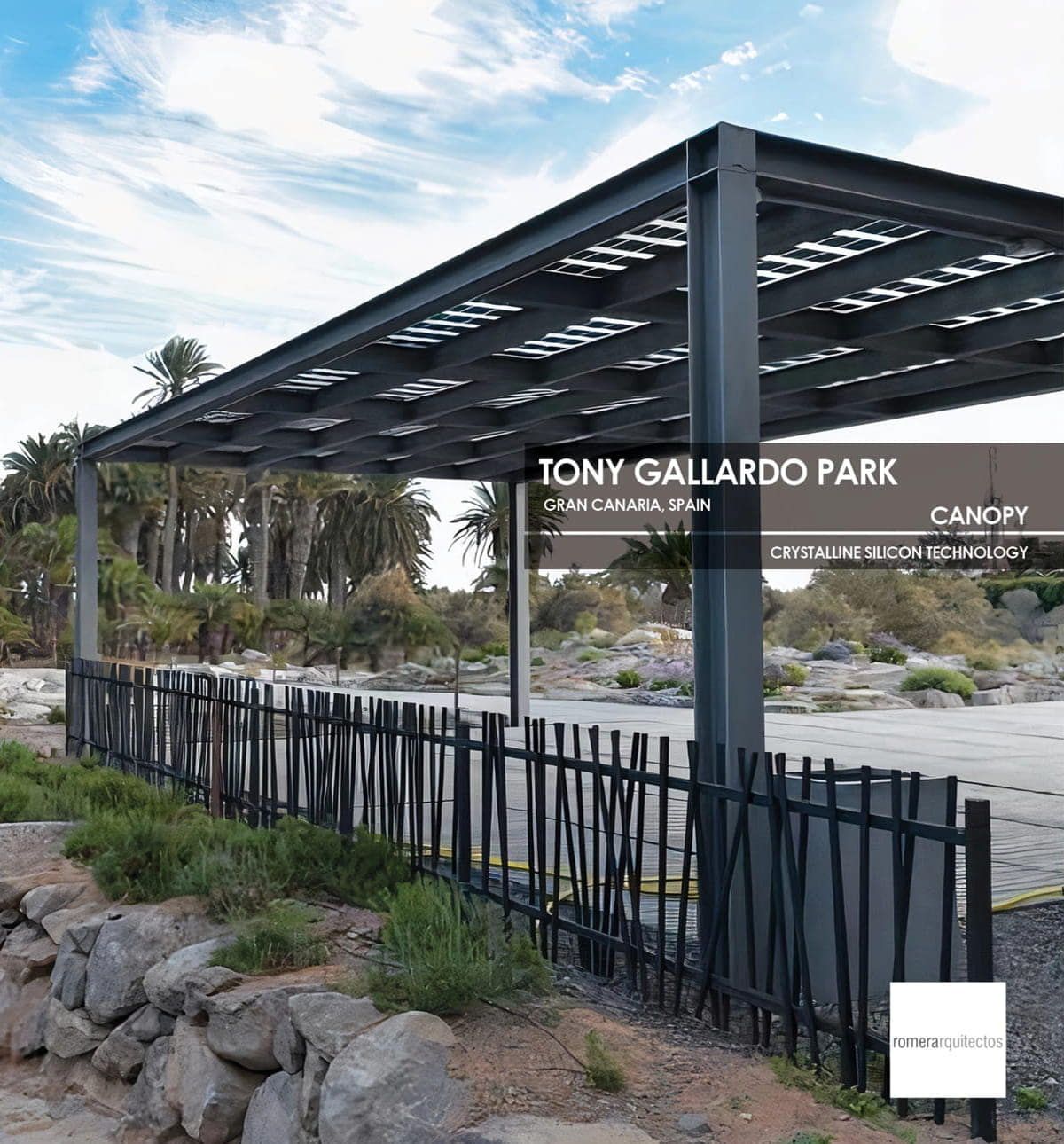 Tony Gallardo Park Canopy incorporating Crystalline Silicon Photovoltaic Technology Glass by Onyx Solar