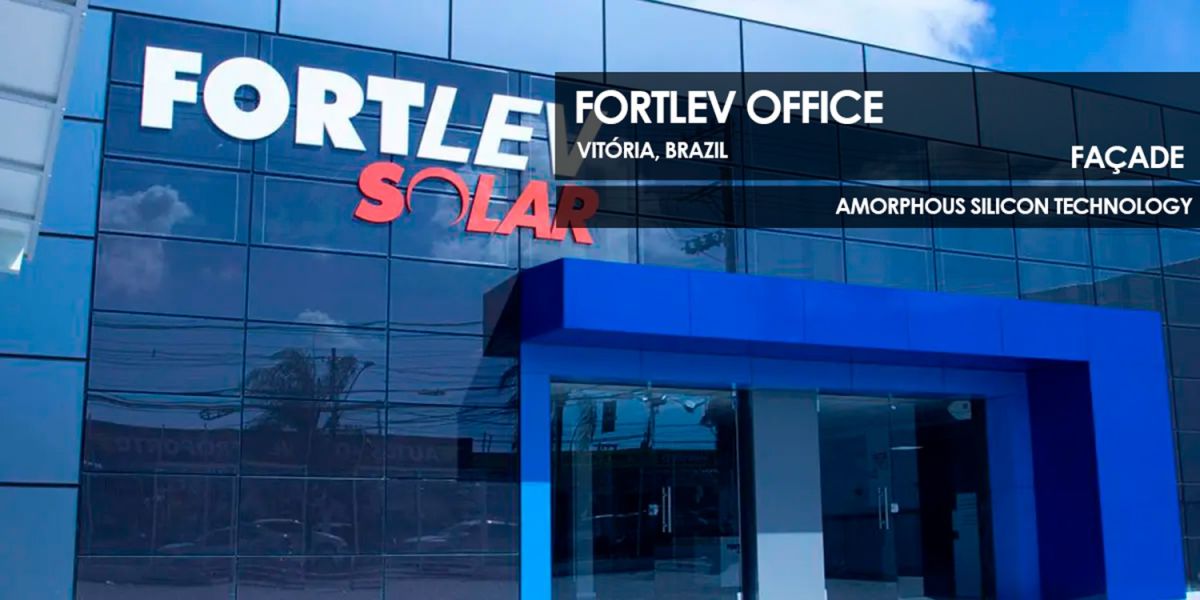 Fortlev Office façade incorporating Amorphous Silicon Photovoltaic Technology Glass by Onyx Solar