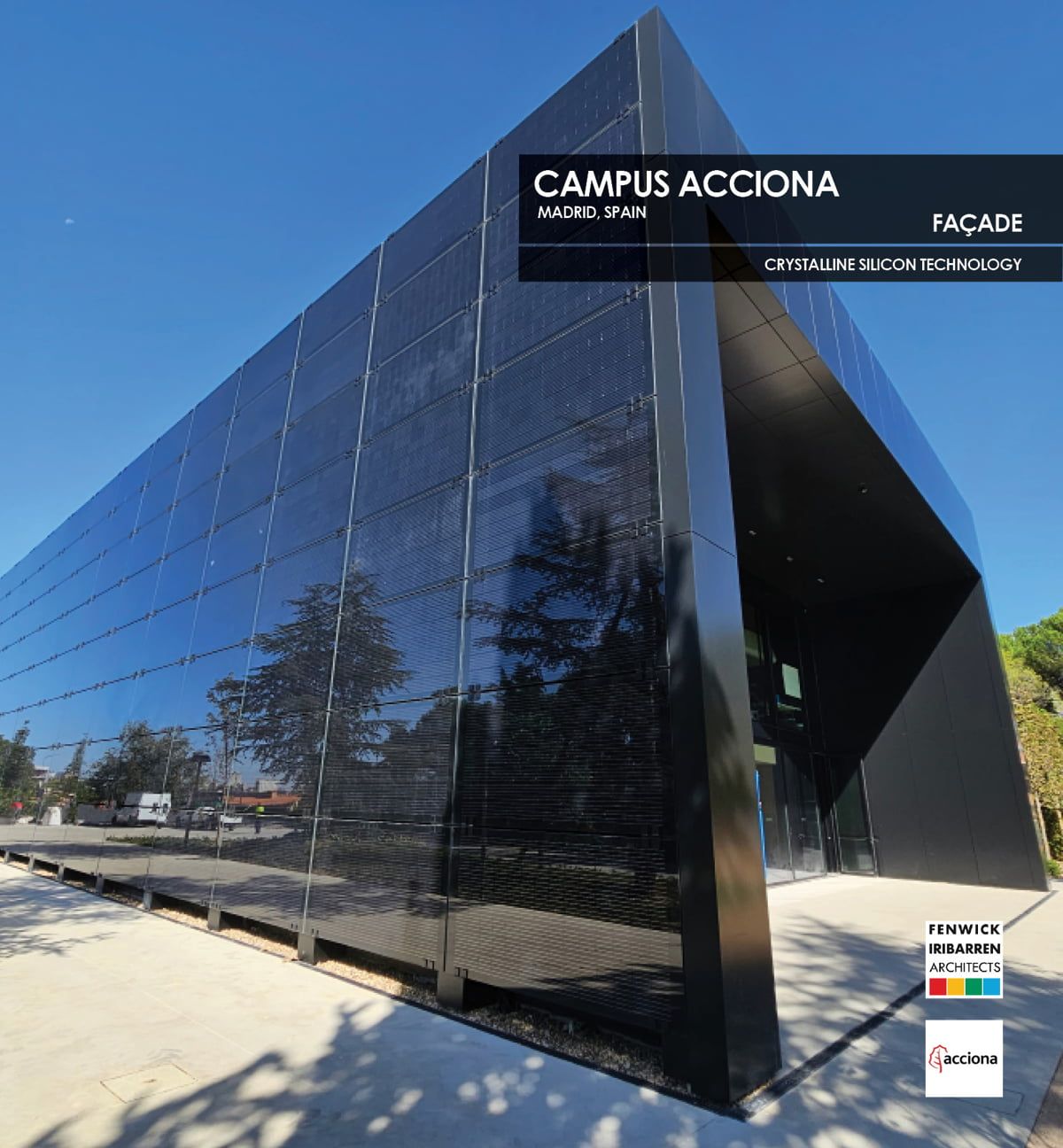 Campus Acciona Façade incorporating Crystalline Silicon Photovoltaic Technology Glass by Onyx Solar