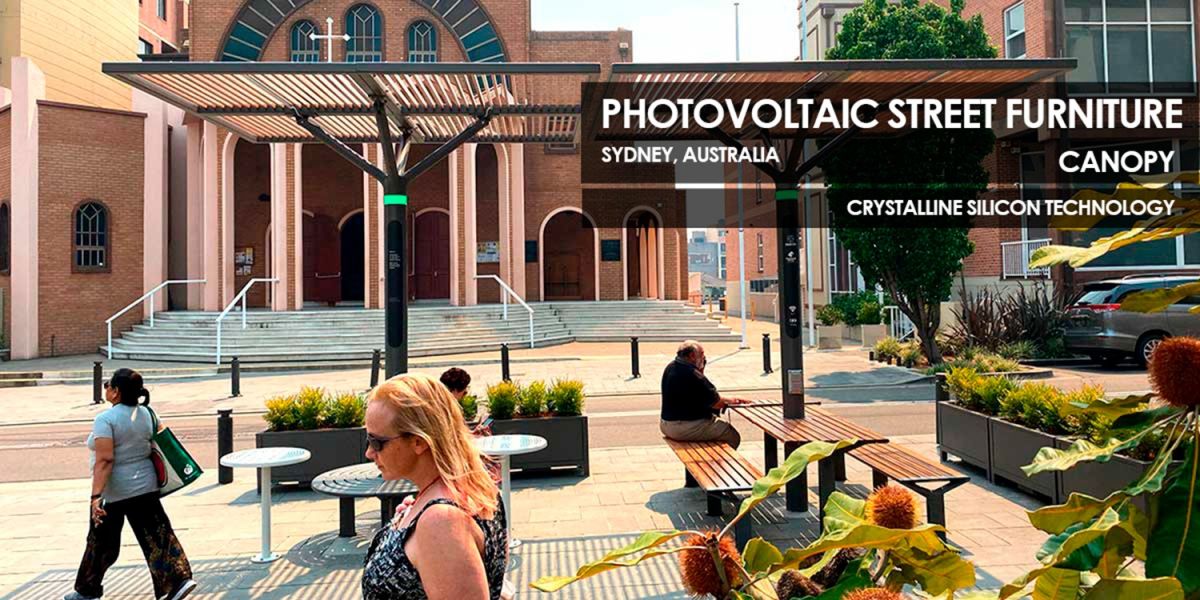 Photovoltaic Street Furniture in Sydney featuring crystalline silicon technology pv glass by Onyx Solar