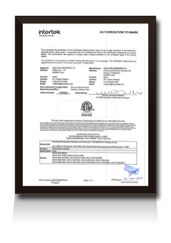 Certification document of Onyx Solar Crystalline Silicon Photovoltaic Technology Glass