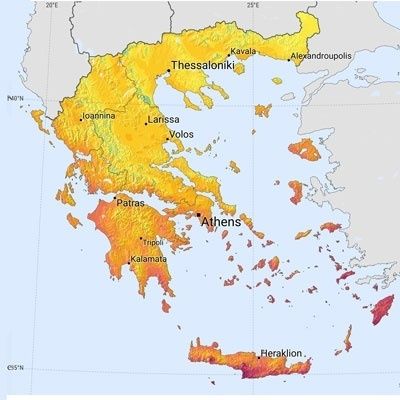 Greece solar radiation map