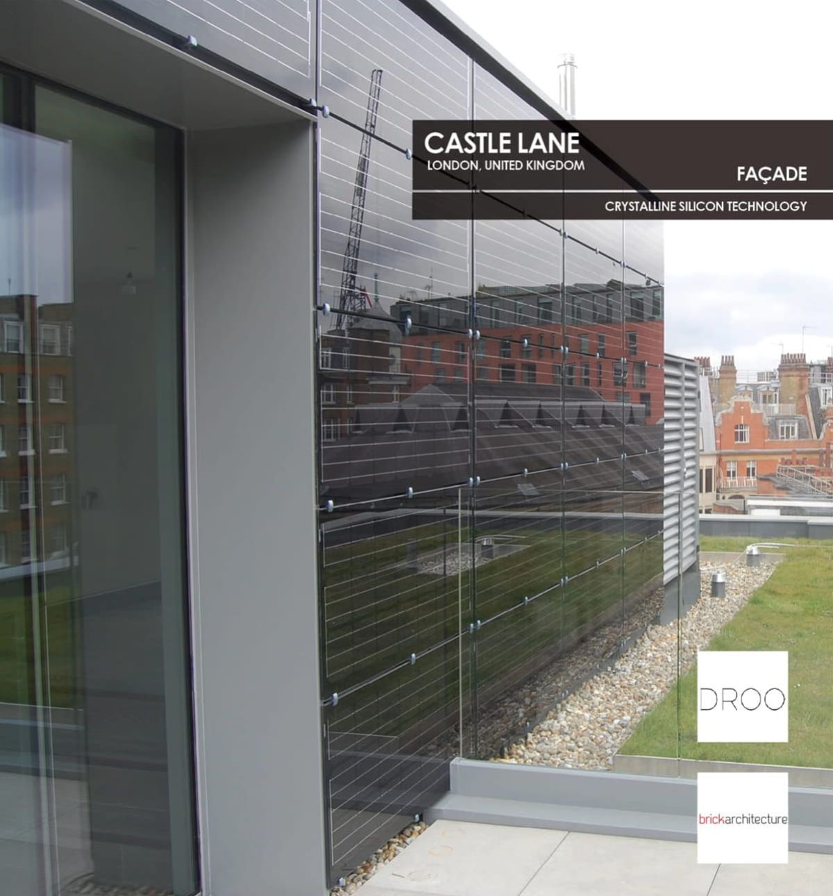 Castle Lane Façade incorporating Crystalline Silicon Photovoltaic Technology Glass by Onyx Solar 