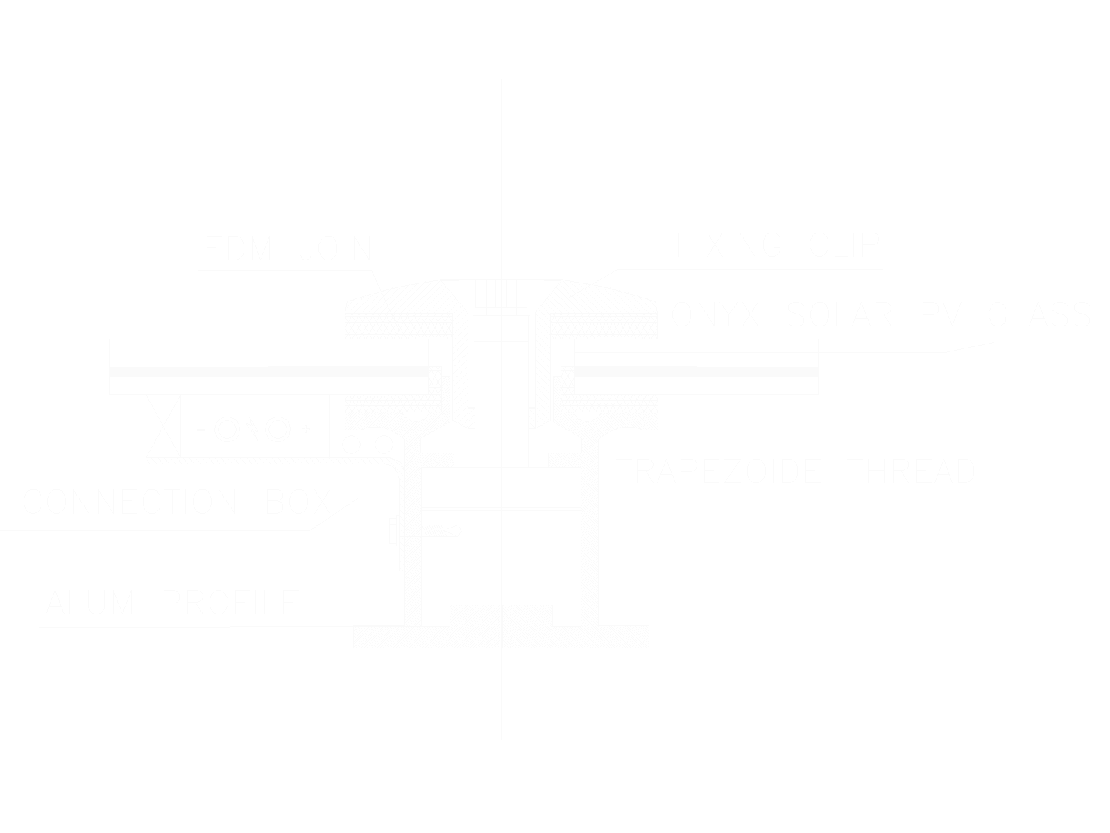 Technical constructive details of canopy with connection box Onyx Solar