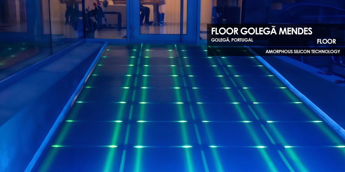 Golega Mendes floor incorporating Amorphous Silicon Photovoltaic Technology Glass by Onyx Solar