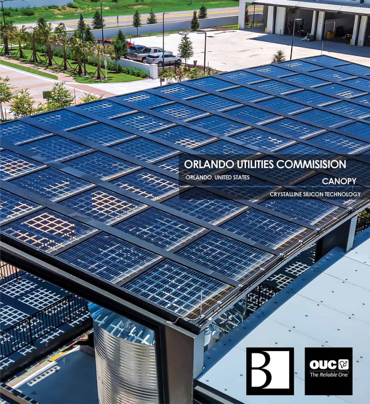 Orlando Utilities Commission canopy featuring crystalline silicon photovoltaic technology by Onyx Solar