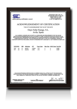 SGCC Certificate Onyx Solar