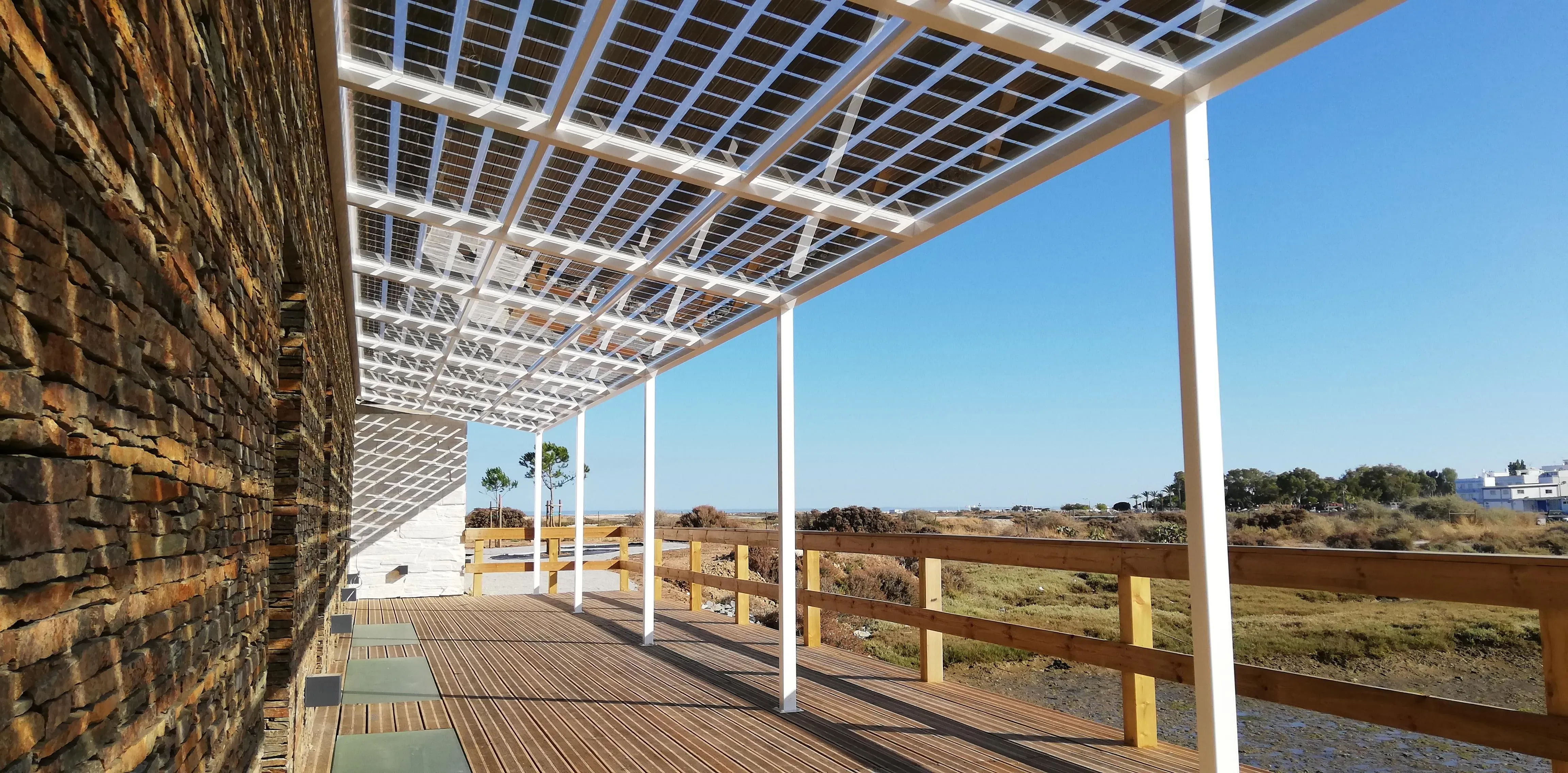 View of Algarve Residence Photovoltaic Crystalline Canopy by Onyx Solar