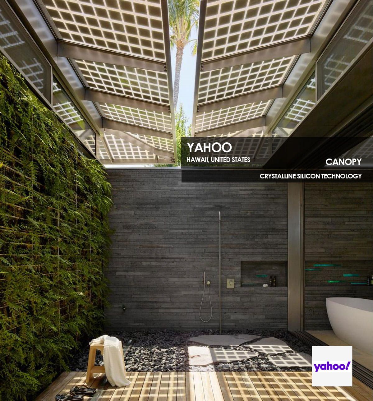 Yahoo Canopy incorporating Crystalline Silicon Photovoltaic Technology Glass by Onyx Solar