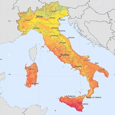 Italy solar radiation map